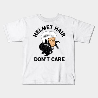 Hockey Helmet Hair Don't Care Black Kids T-Shirt